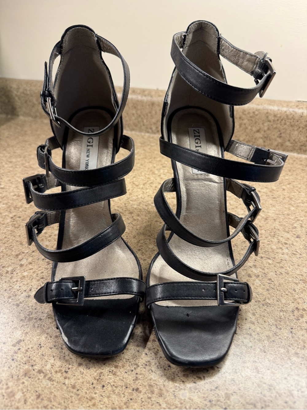 ZiGi New York Black Multi-Strap Buckle High Heels